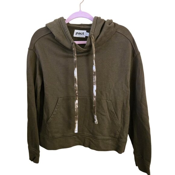 Pact Army Green Pullover Sustainable Organic Cotton Hoodie Size L - Picture 1 of 6